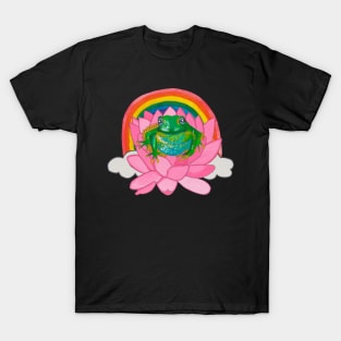 Frog with flower and rainbow T-Shirt